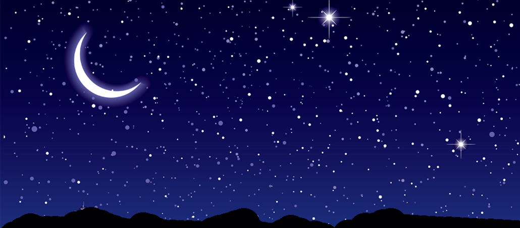 Eine mondhelle Nacht mit unzähligen Sternem am Firmament.