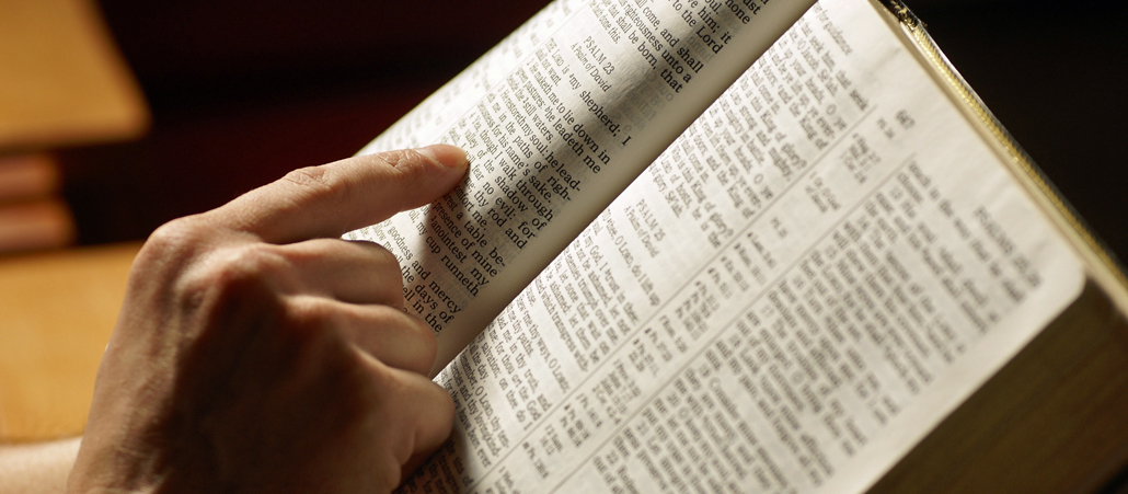 Eine Person liest in der Bibel.