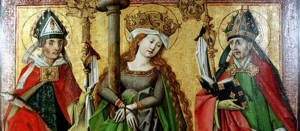 Altes Kunstwerk mit drei Menschen darauf