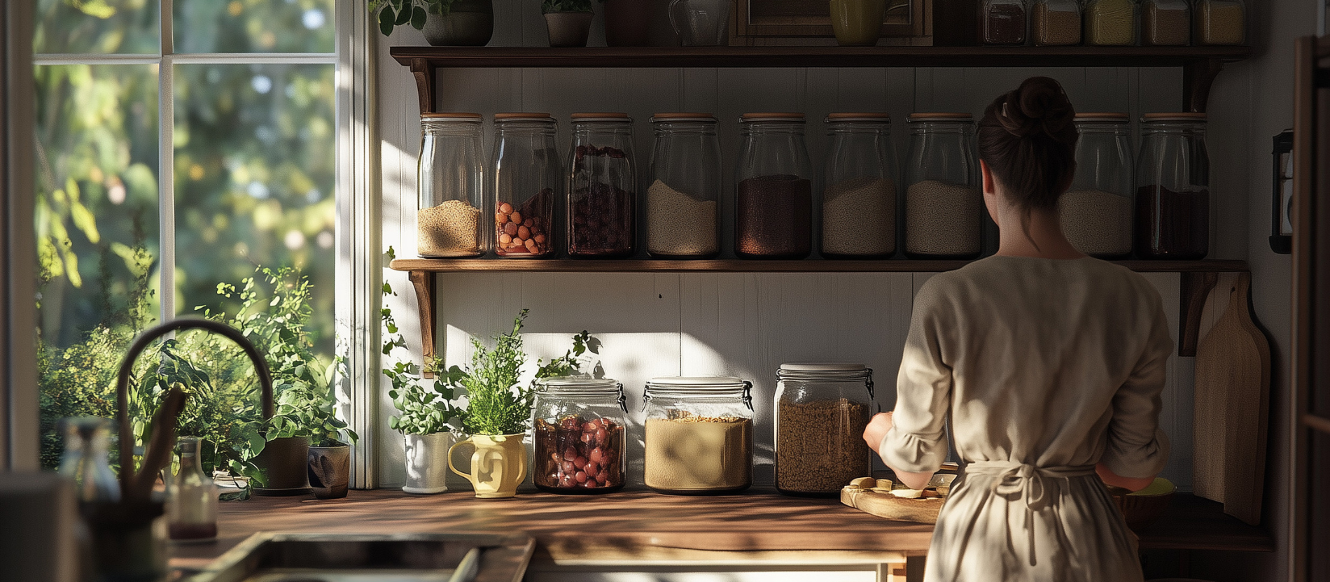 Eine Frau steht in einer Küche