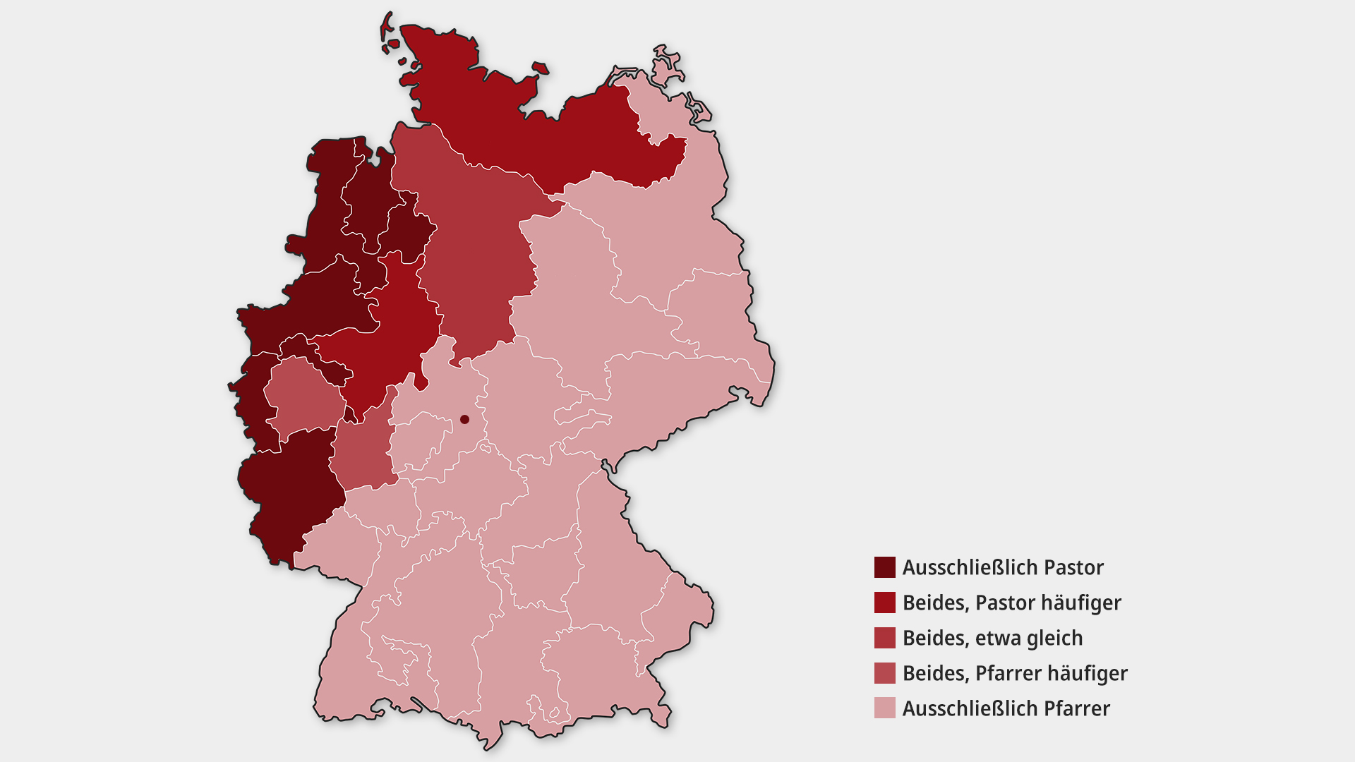 Infografik Karte mit den 27 Bistümern Deutschlands: Von Trier im Westen bis zur Nordsee reicht das Pastor-Gebiet