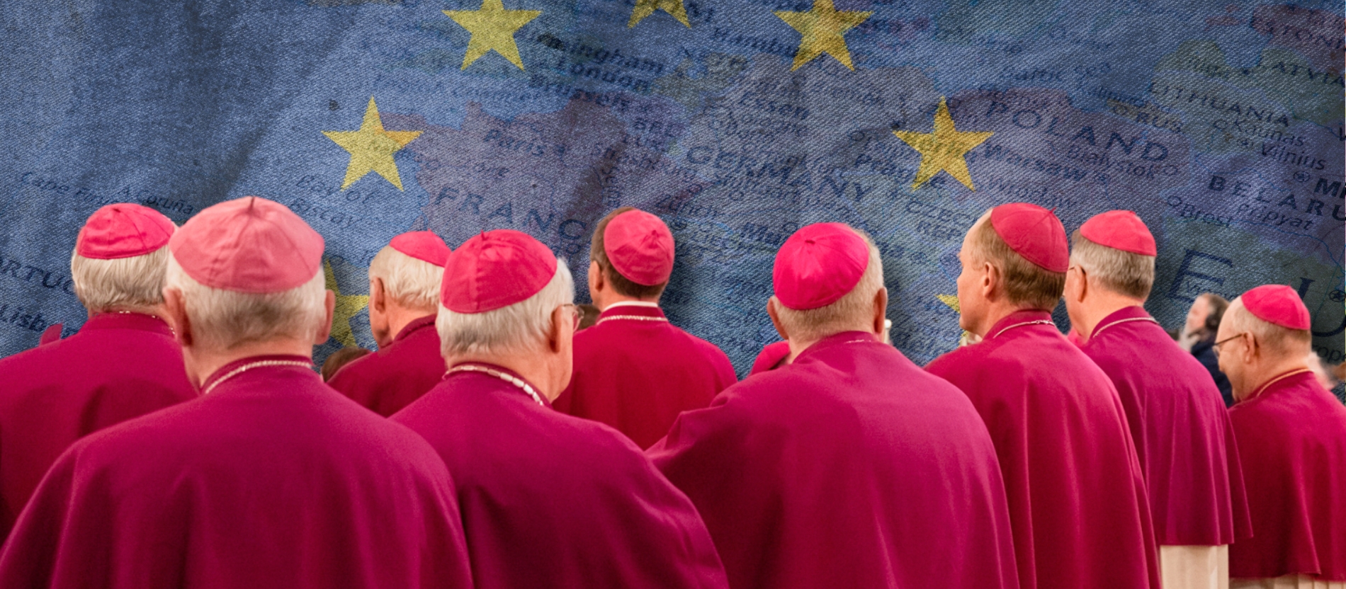 Bischöfe vor der Europafahne