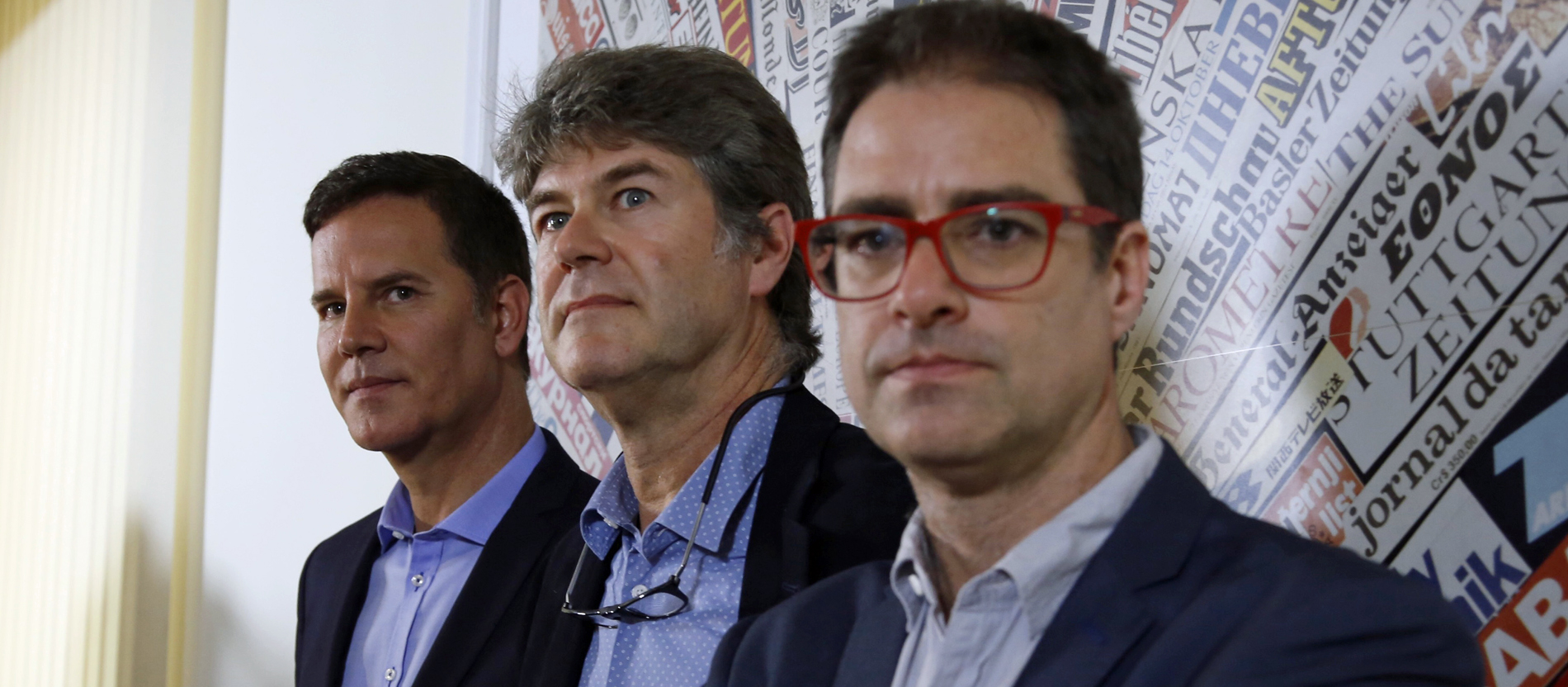 Die chilenischen Missbrauchsopfer Juan Carlos Cruz, James Hamilton und Jose Andres Murillo