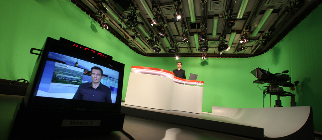 Das virtuelle Nachrichtenstudio des SWR.