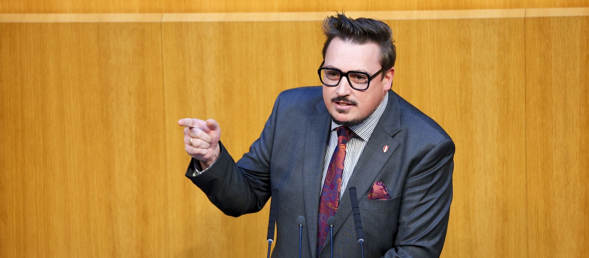 Der Nationalratsabgeordnete Christoph Steiner (FPÖ) bei einer Rede. 