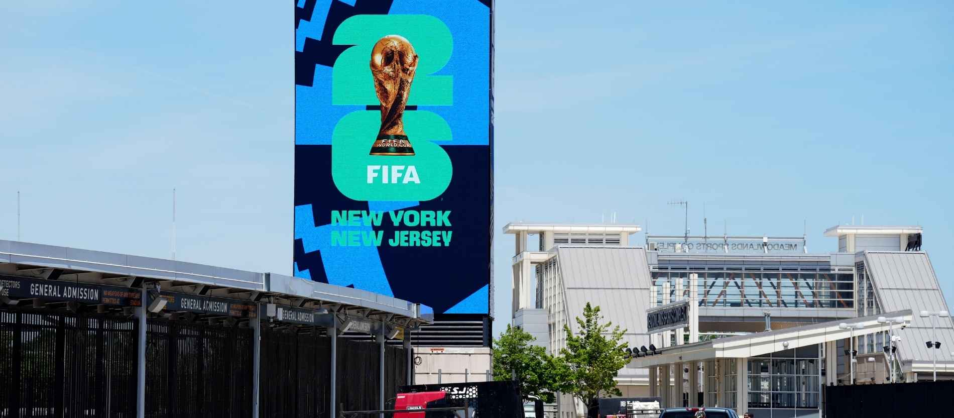 Werbung zur Fußball-WM in New Jersey