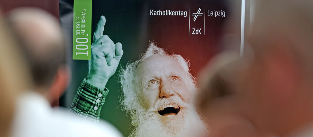 Ein Plakat für den Katholikentag in Leipzig