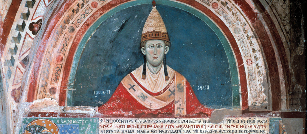Papst Innozenz III. (Fresko im Kloster San Benedetto (Subiaco) in Subiaco, Latium, um 1219)