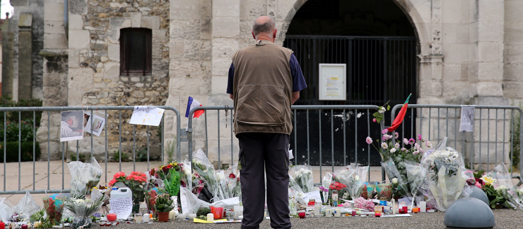 Die Kirche Saint-Etienne-du-Rouvray in Rouen, Frankreich, in der der Priester Jacques Hamel ermordet wurde.