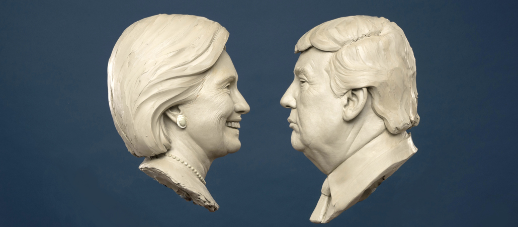 Das Museum "Madame Tussauds" in London fertigt Wachsbüsten der US-Präsidentschaftskandidaten Hillary Clinton und Donald Trump.