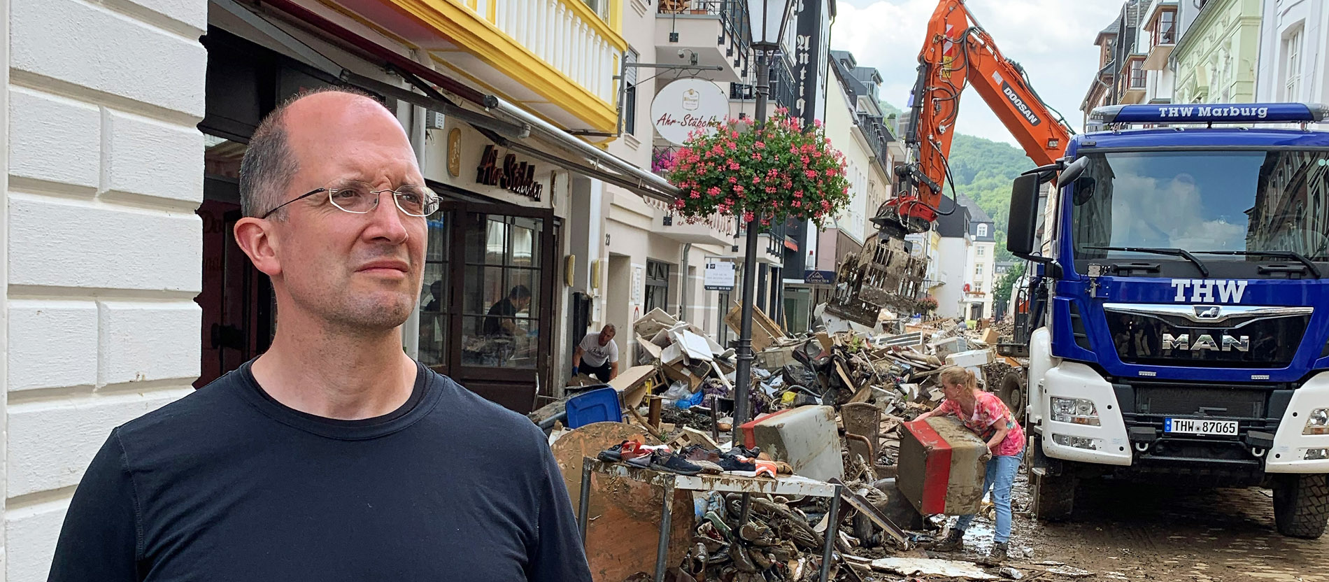 Der Präses der Evangelischen Kirche im Rheinland, Thorsten Latzel, nach der Flutkatastrophe in Bad Neuenahr