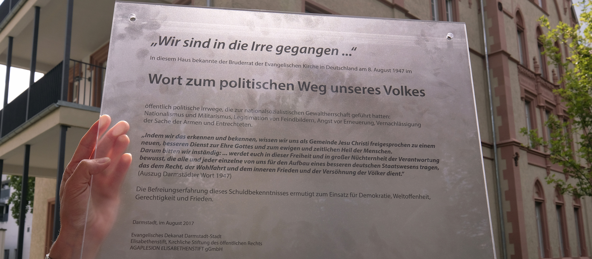 Gedenktafel zur Erinnerung an das 