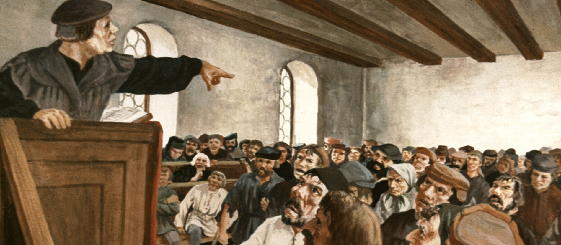 Der Reformator Thomas Müntzer spricht vor den revoltierten Bauern