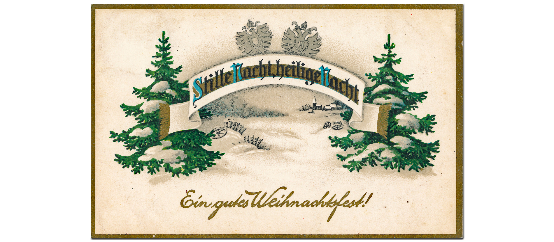 Schneelandschaft auf einer historischen Postkarte
