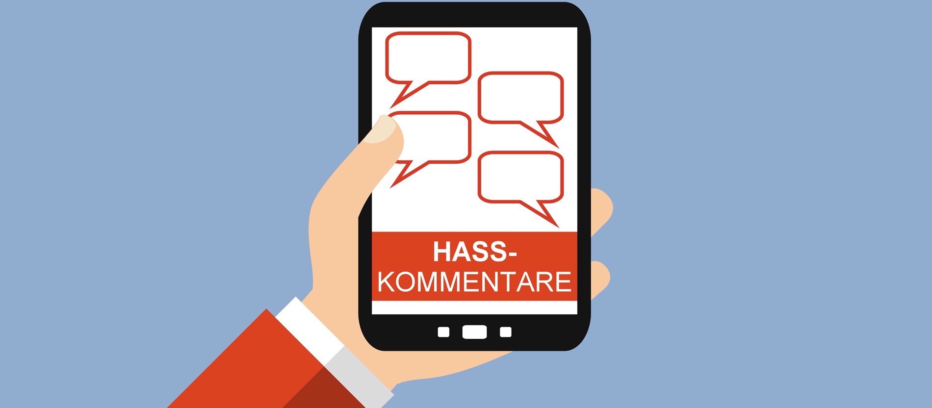 Symbolbild Hasskommentare auf dem Handy