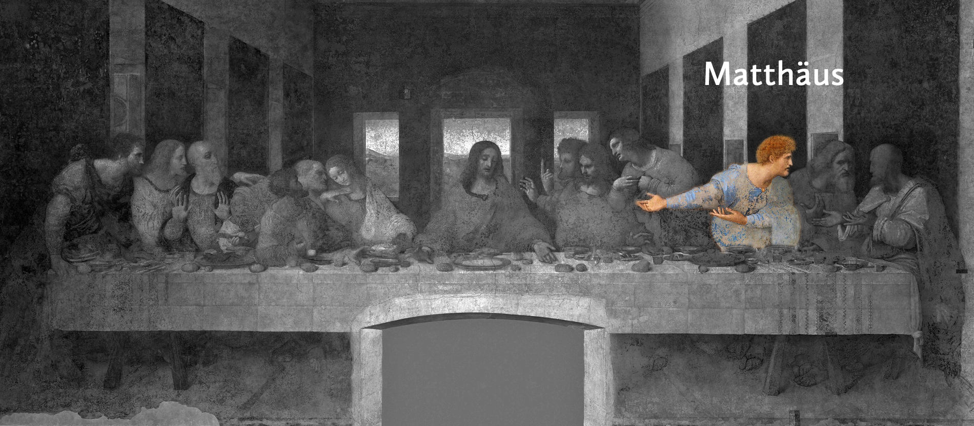 Der Apostel Matthäus taucht in allen Apostellisten auf (Mt 10,4; Mk 3,18; Lk 6,15; Apg 1,13) und wird im Matthäusevangelium als Zöllner in der antiken Hafenstadt Kafarnaum beschrieben. Jesus soll ihn vom Zolltisch weg berufen und mit ihm gegessen haben (Mt 9,9). Der Beruf des Zöllners lässt darauf schließen, dass Matthäus über eine gewisse Bildung verfügt haben muss. Auch deshalb identifiziert man ihn seit der frühen Kirche mit dem Verfasser des gleichnamigen Evangeliums. Weitaus strittiger ist dagegen, ob der Apostel Matthäus auch identisch mit dem berufenen Zöllner 