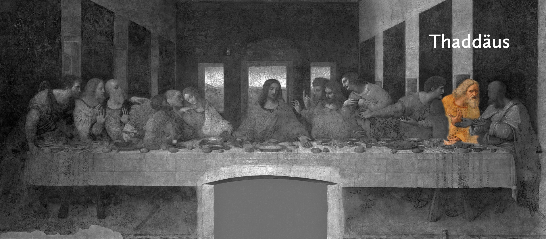 Der Apostel Judas Thaddäus wird in der Bibel nur ein einziges Mal als handelnde Person erwähnt. Im Johannesevangelium stellt er Jesus die Frage, weshalb der sich nur den Jüngern, nicht aber der Welt offenbaren will (Joh 14,22). Die Historizität des Apostels ist aufgrund der schwierigen Quellenlage allerdings sehr umstritten. In den Namenslisten der Apostel taucht er zweimal als Thaddäus (Mk 3,18; Mt 10,3) und zweimal als 