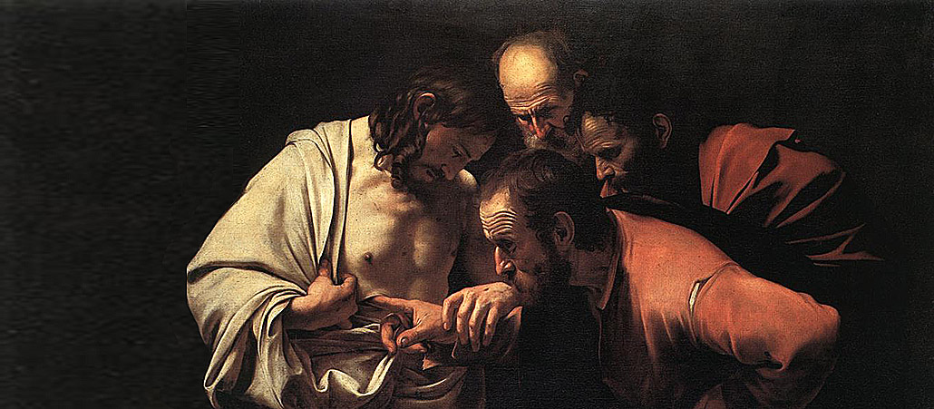 Der ungläubige Thomas (Gemälde von Michelangelo Merisi da Caravaggio).