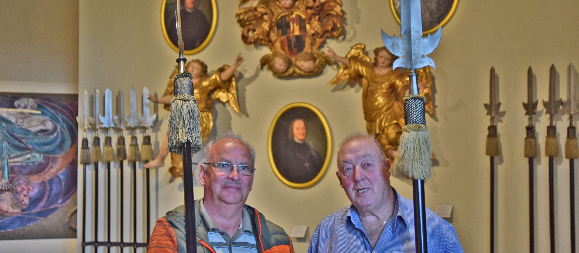 Die Hellebardenträger Thomas Gaßmann und Hubert Angelstein