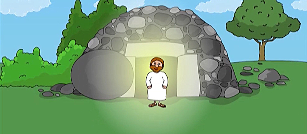 Jesus steht vor seinem Grab