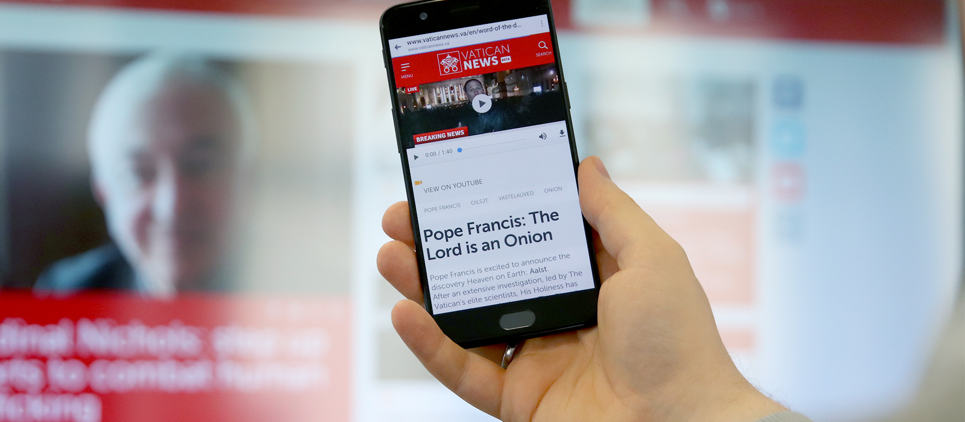 Screenshot der Hackermeldung auf Vatican News.