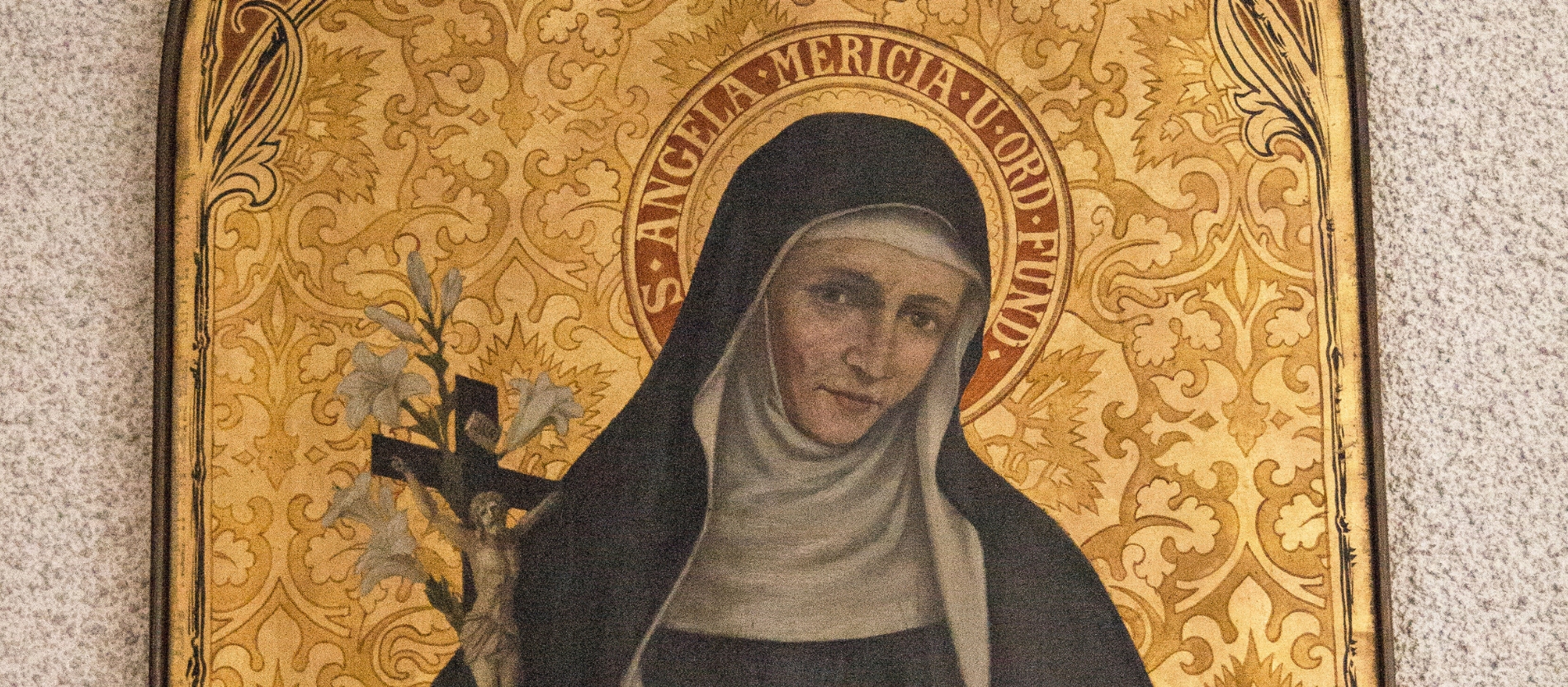 Ein Gemälde von der heiligen Angela Merici, Gründerin des Ursulinenordens