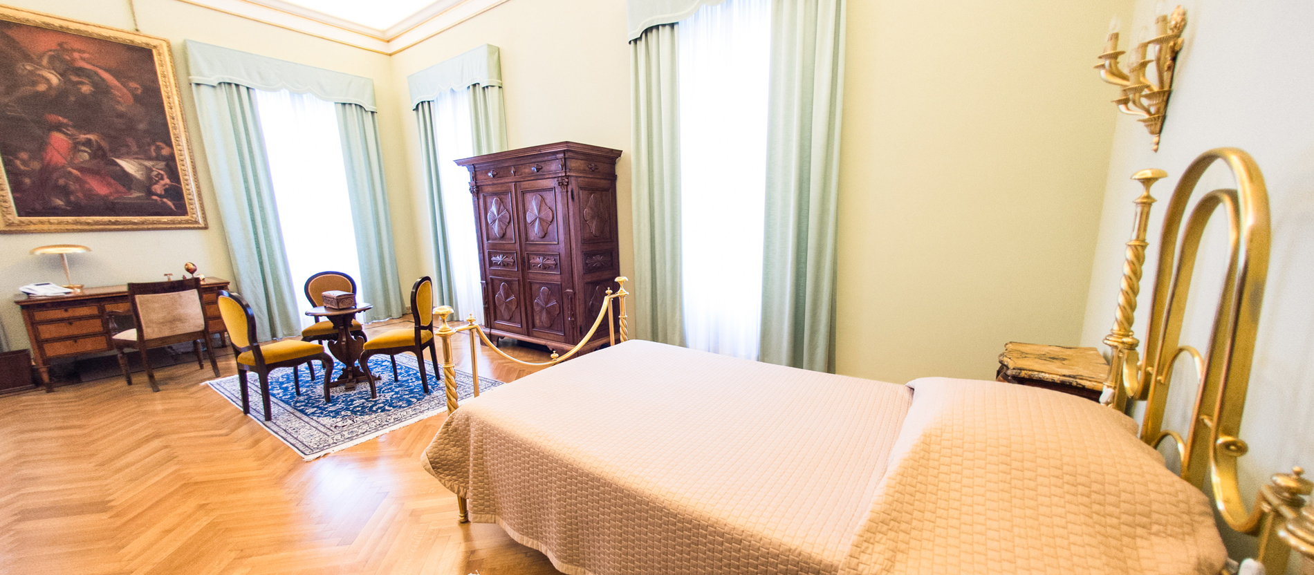 Das Schlafzimmer des Papstes in der Sommerresidenz