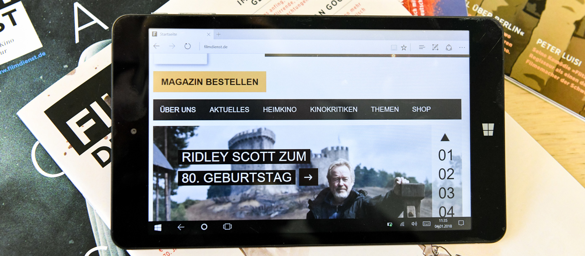 Die neue Webseite des Filmdienstes auf einem Tablet