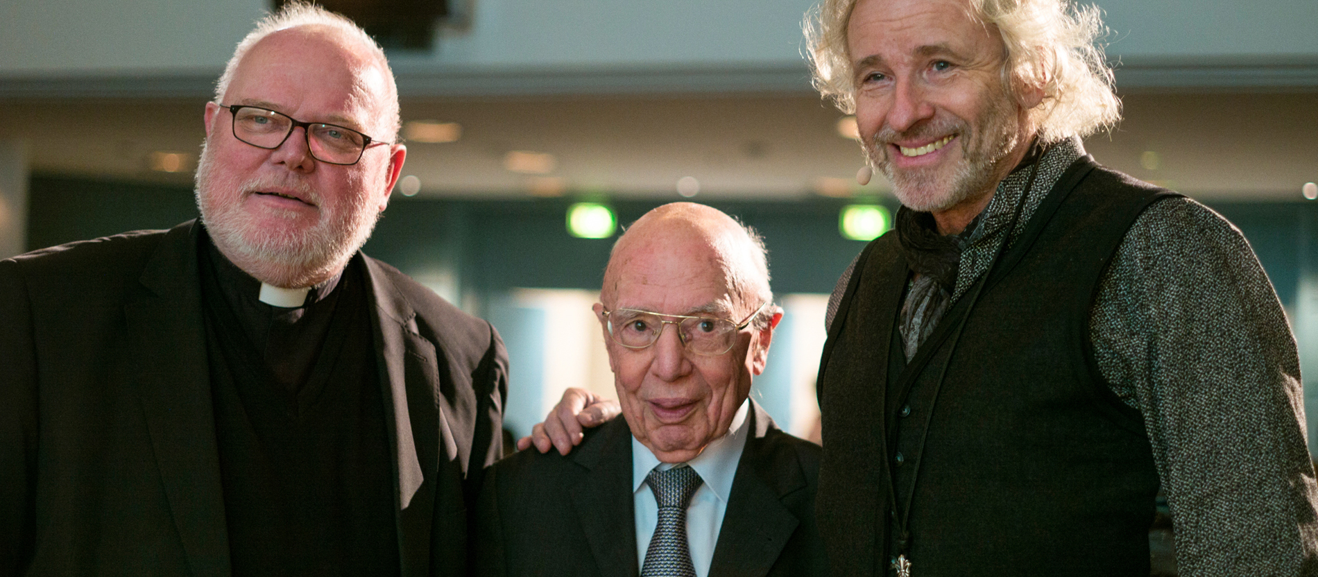 Kardinal Reinhard Marx, Pater Wolfgang Seibel und Thomas Gottschalk