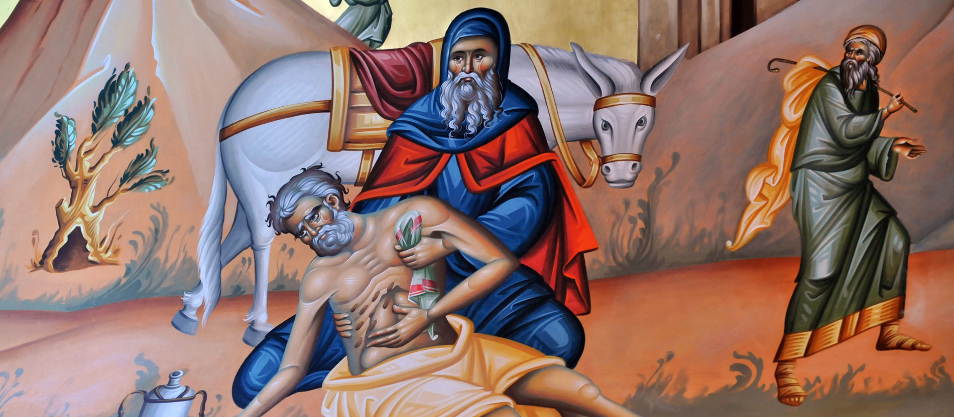 Eine Darstellung des barmherzigen Samariters in der griechisch-orthodoxen Allerheiligenkirche in München
