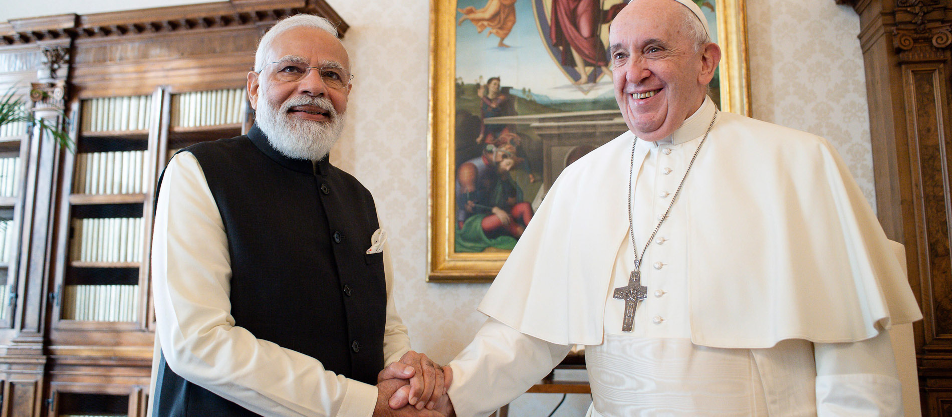 Indiens Premierminister Narendra Modi zusammen mit Papst Franziskus
