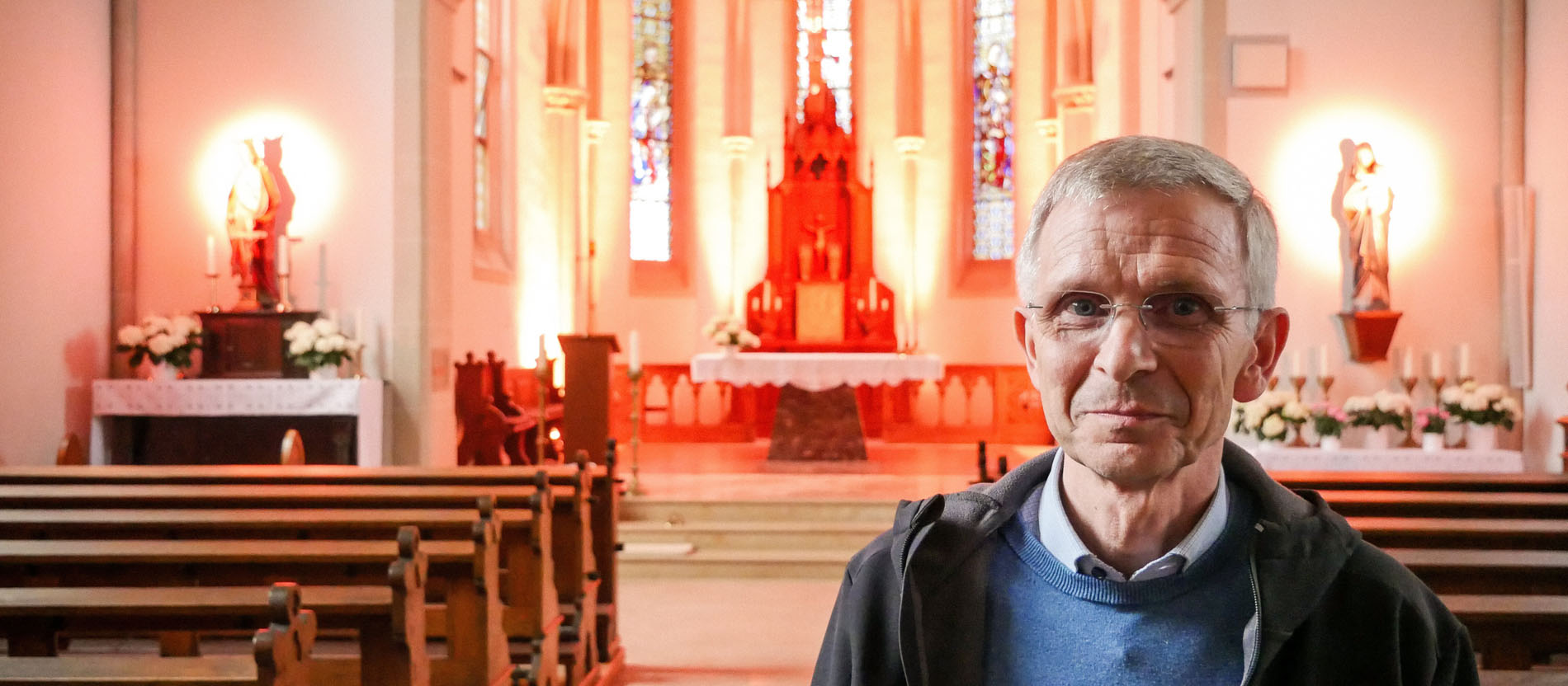 Klaus Halekotte in der Meditationskirche in Werl-Holtum