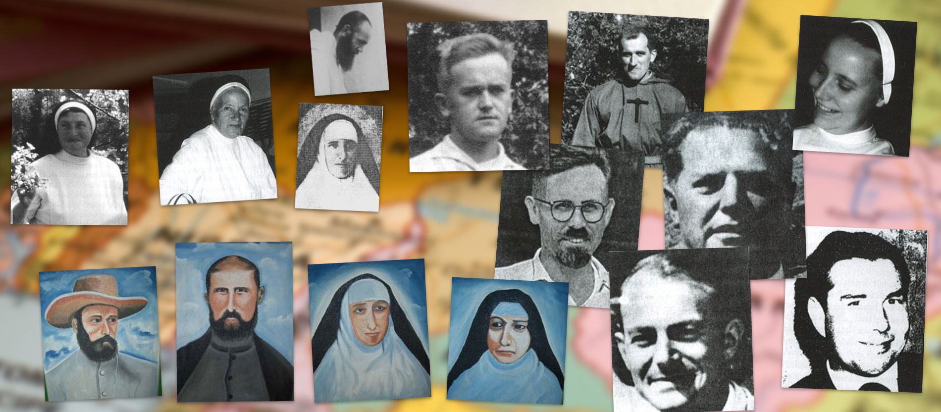 Collage mit Ordensleuten, die in Afrika gewaltsam zu Tode gekommen sind