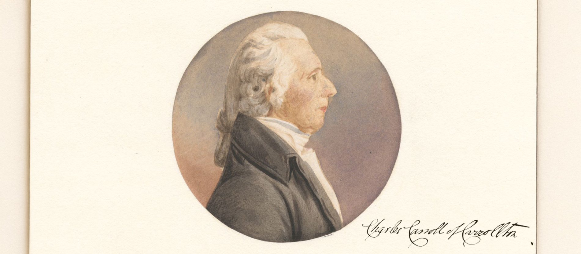 Porträt von Charles Carroll mit seiner Unterschrift