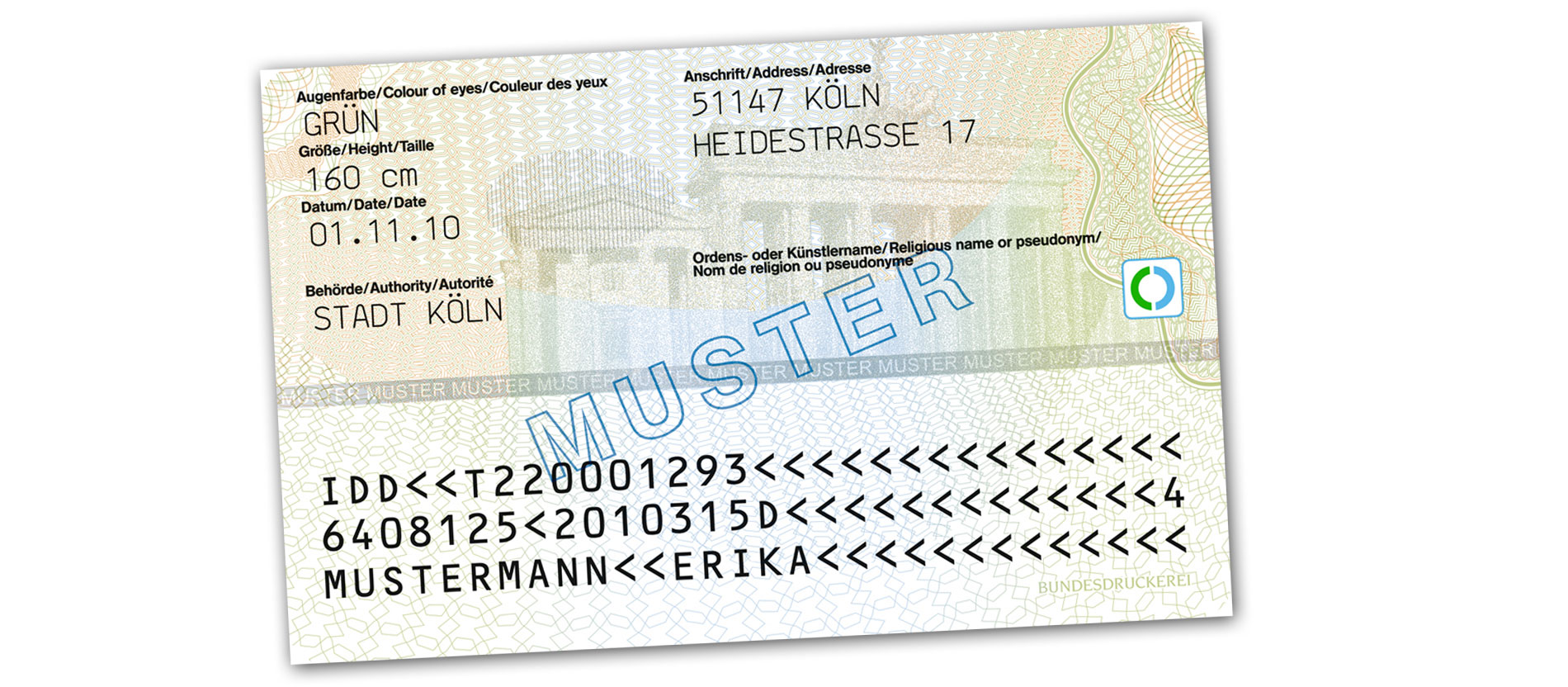 Die Rückseite eines deutschen Personalausweises
