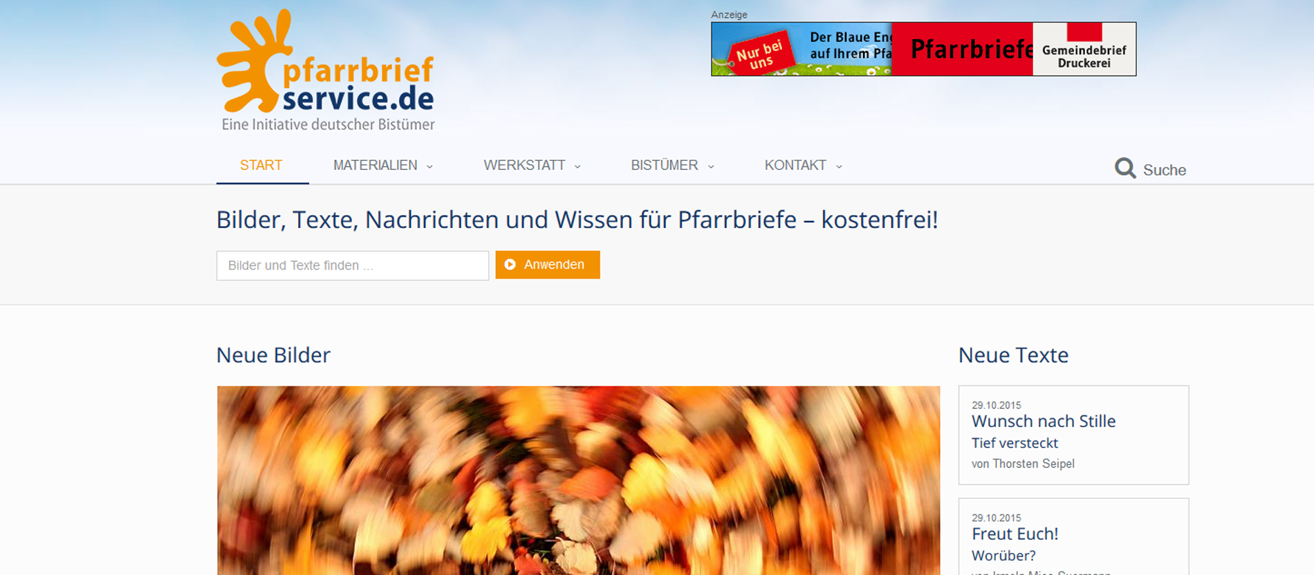 Screenshot Pfarrbriefservice