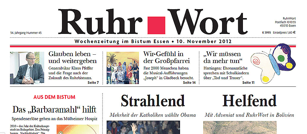 Das Ruhrwort, die Kirchenzeitung im Bistum Essen, bangt laut Insidern um seine Existenz.