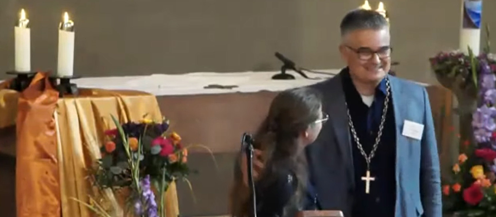 Generalvikarin Anja Goller und der gewählte Bischof Jürgen Wenge