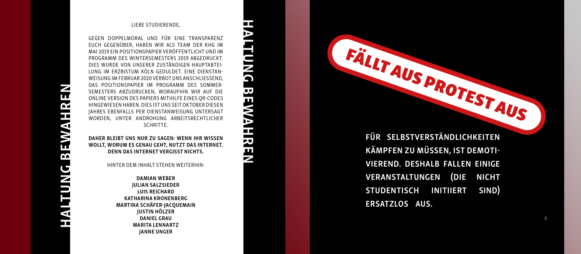 Seite 5 und 6 des Semesterprogramms, das den Konflikt eskalieren ließ.