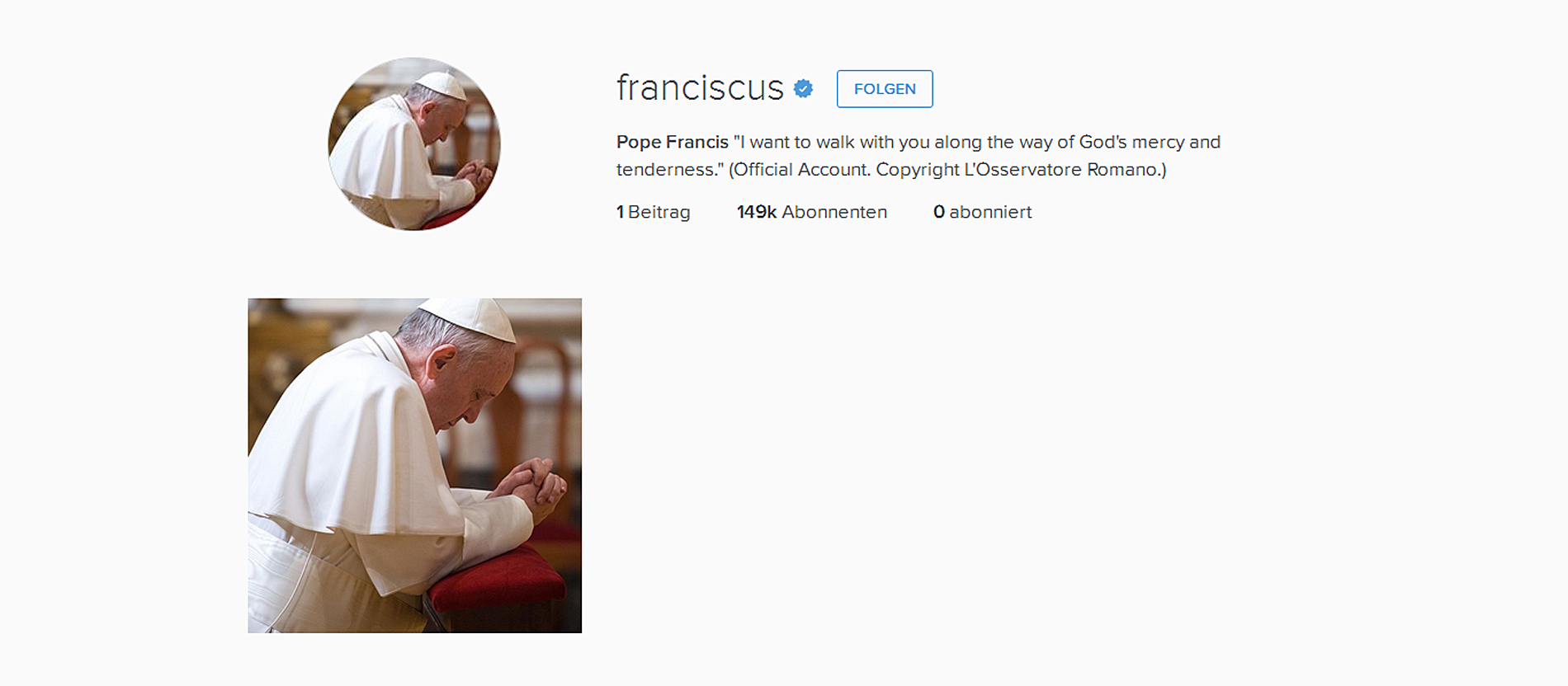 Papst postet erstes Instagram Foto
