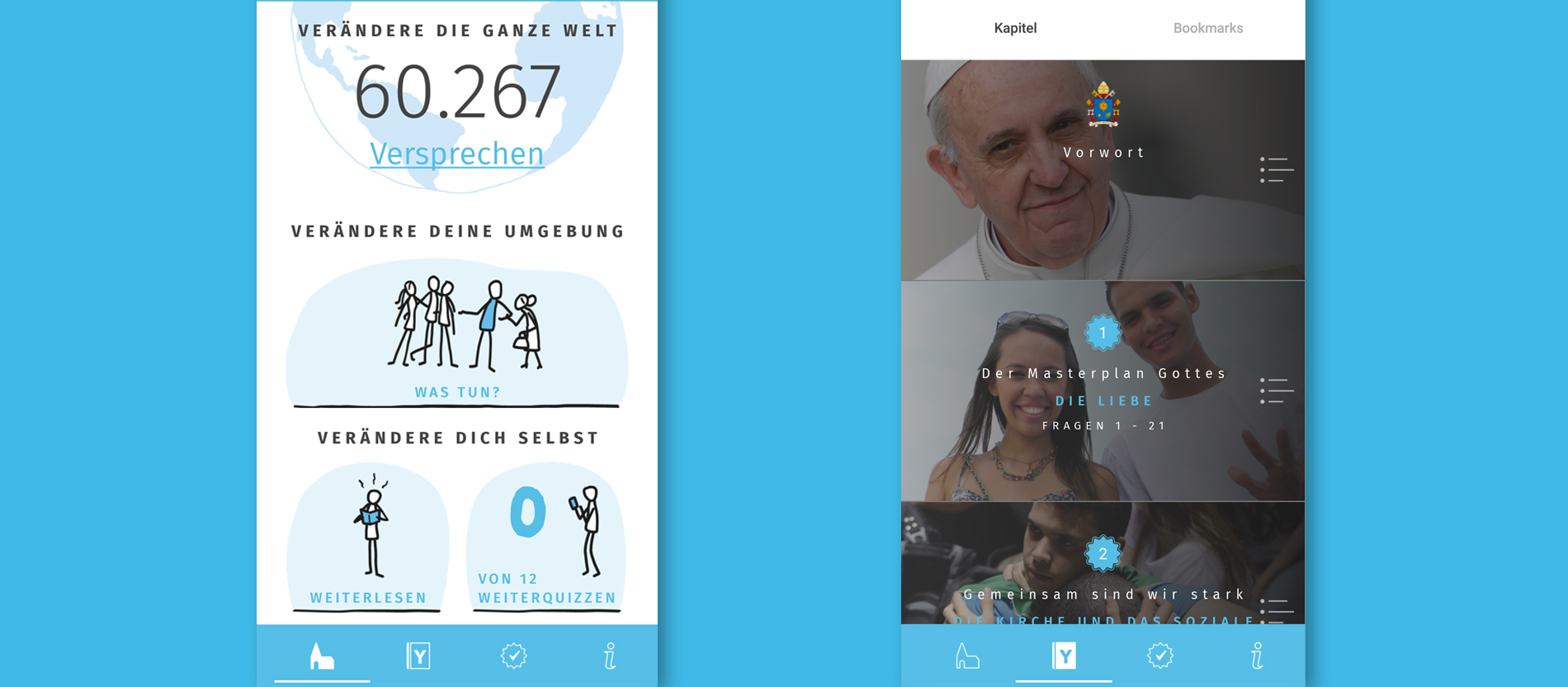 Screenshots der DOCAT-App.