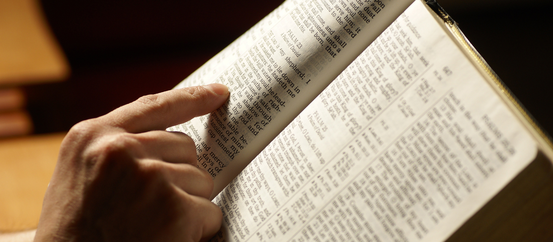Eine Person liest in der Bibel.