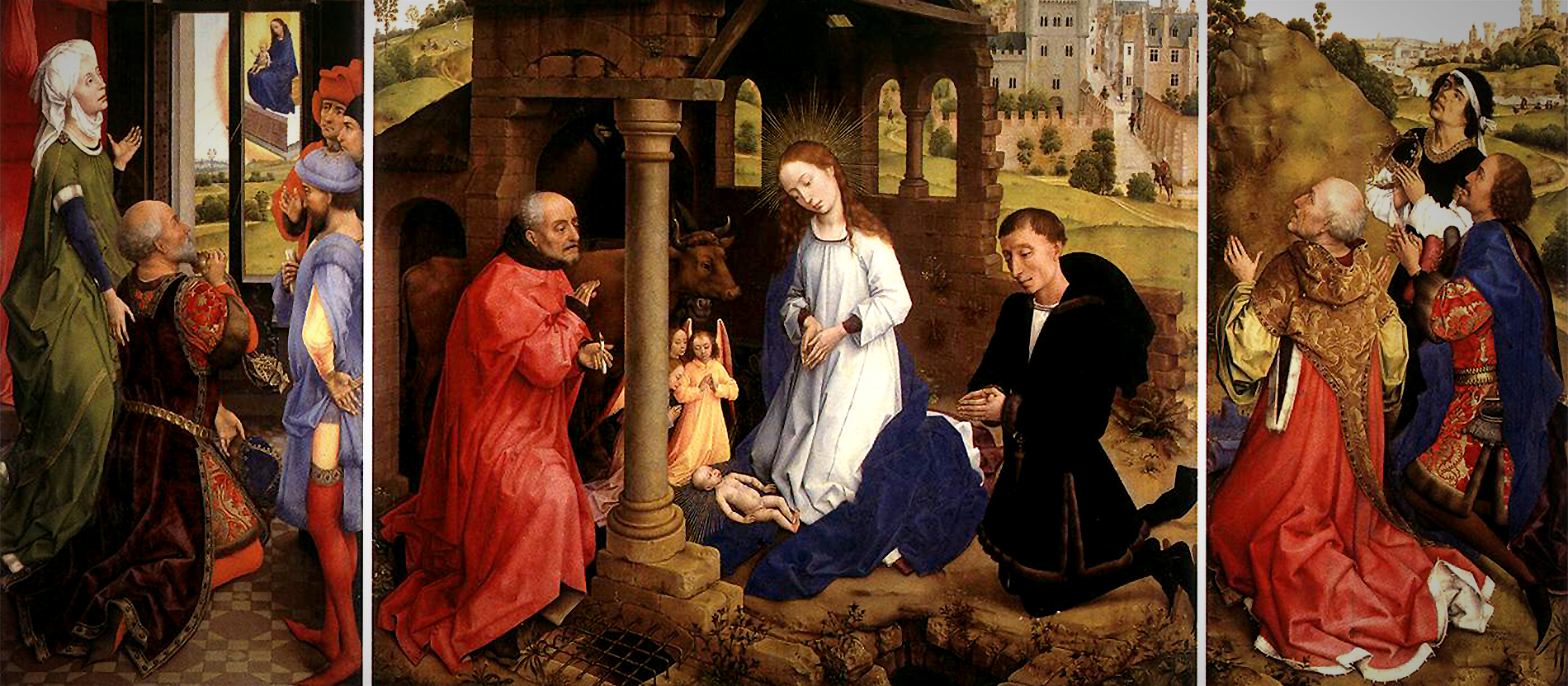 Triptychon mit der Geburt Christi