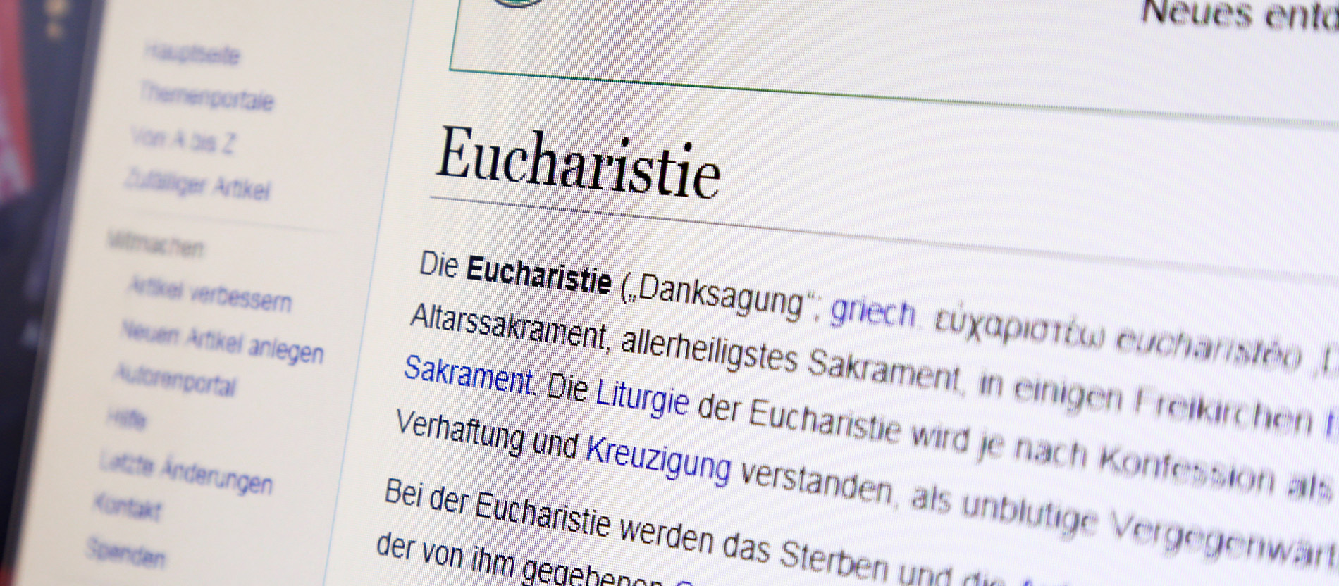 Der Wikipedia-Artikel über Eucharistie